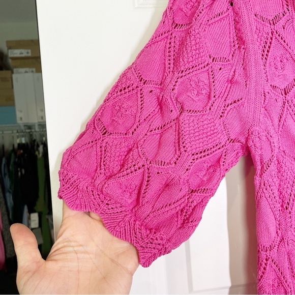 Boutique Delia Pointelle Knit Top in Fuchsia - Picture 7 of 9